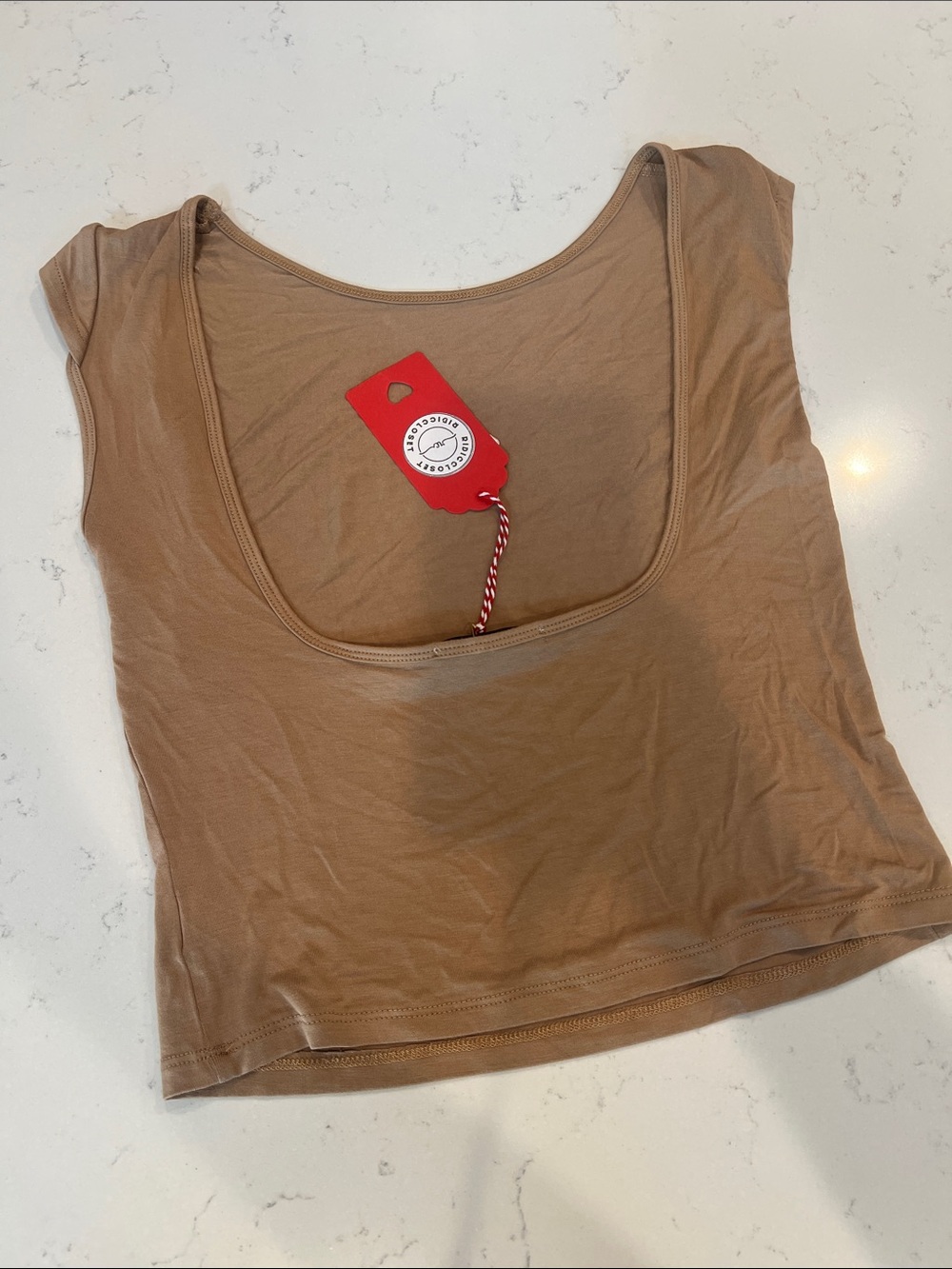 HYFVE Scoop Neck Crop Top in Tan